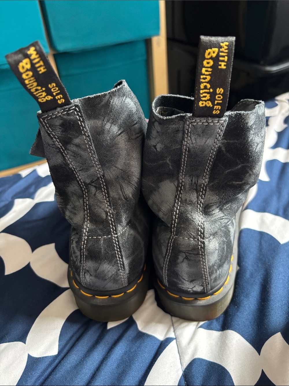 Dr. Martens 1460 Pascal Tie Dye Printed Suede Leather Ankle Boots - Picture 2 of 6